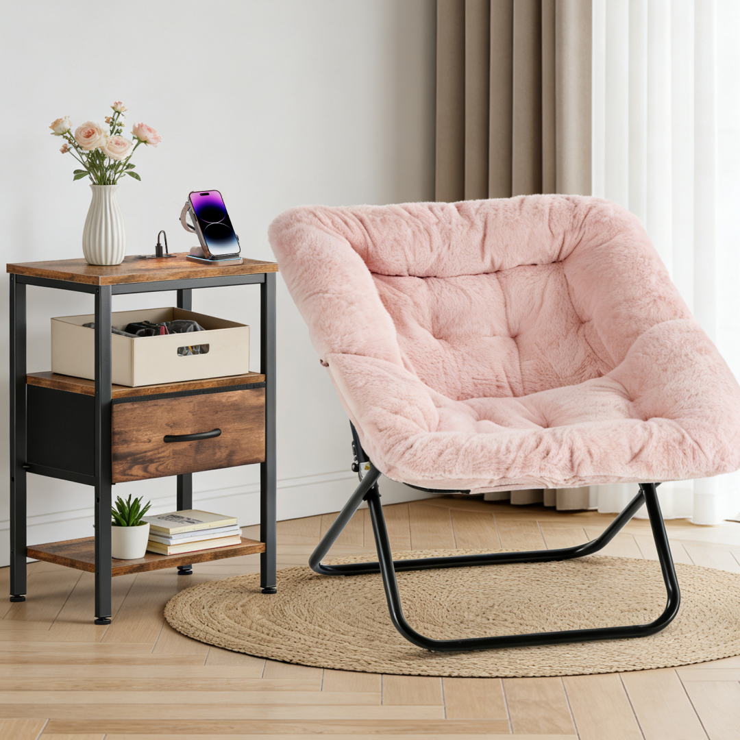 Side Table With Built‑In USB‑C, USB‑A, AC Outlets & Adjustable Drawers