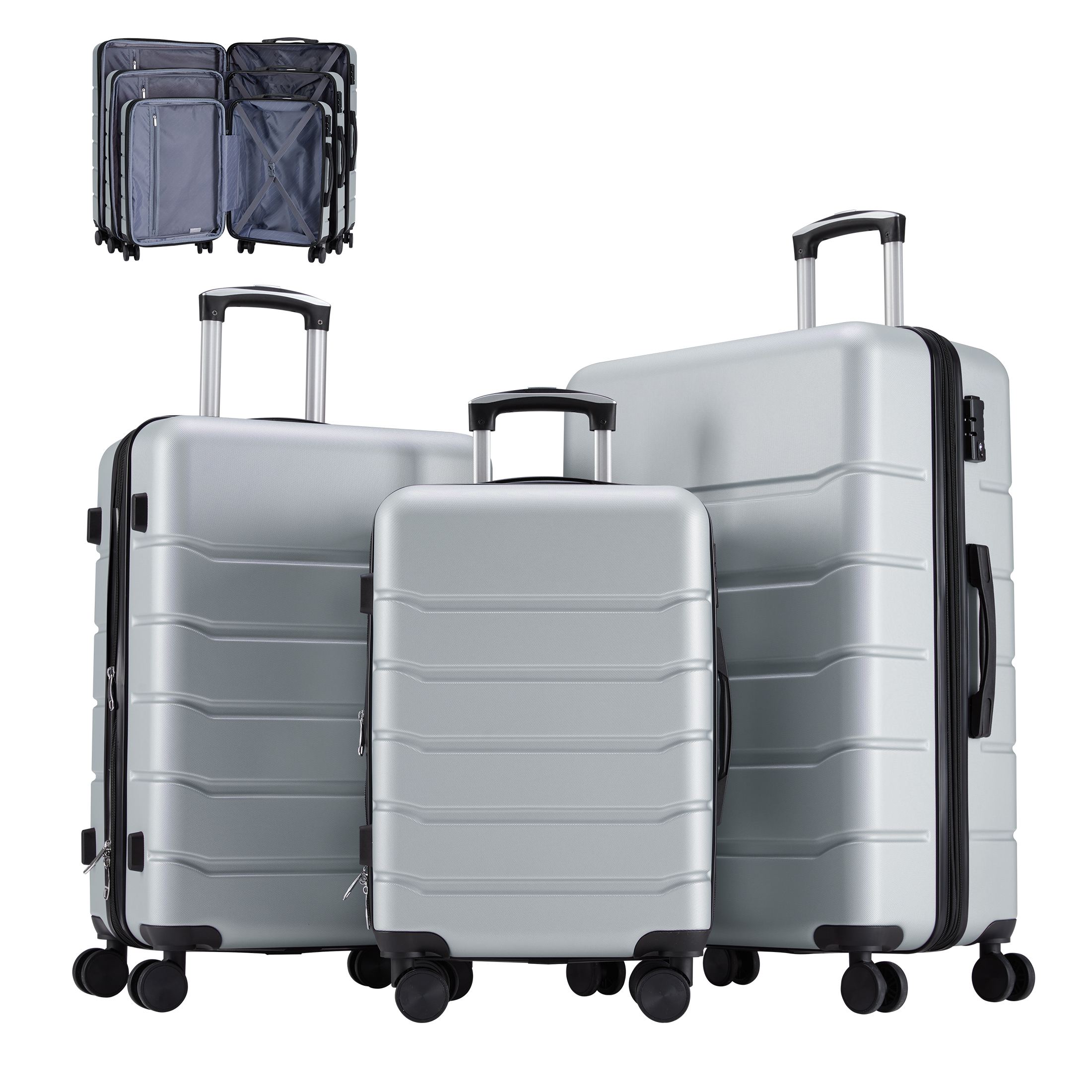 Hard Shell Carry On Suitcase, ABS Spinner Wheel Luggage, Lightweight And Expandable Rolling Travel Bag