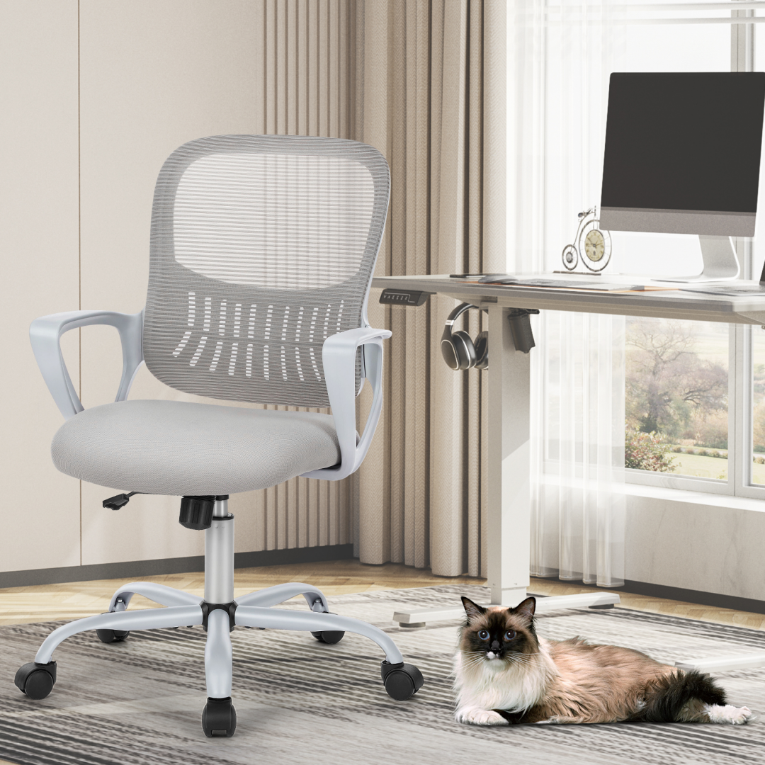 Ergonomic Office Chair with Lumbar Support, Mesh Back, Height‑Adjustable, Rear Storage Pocket, view 5