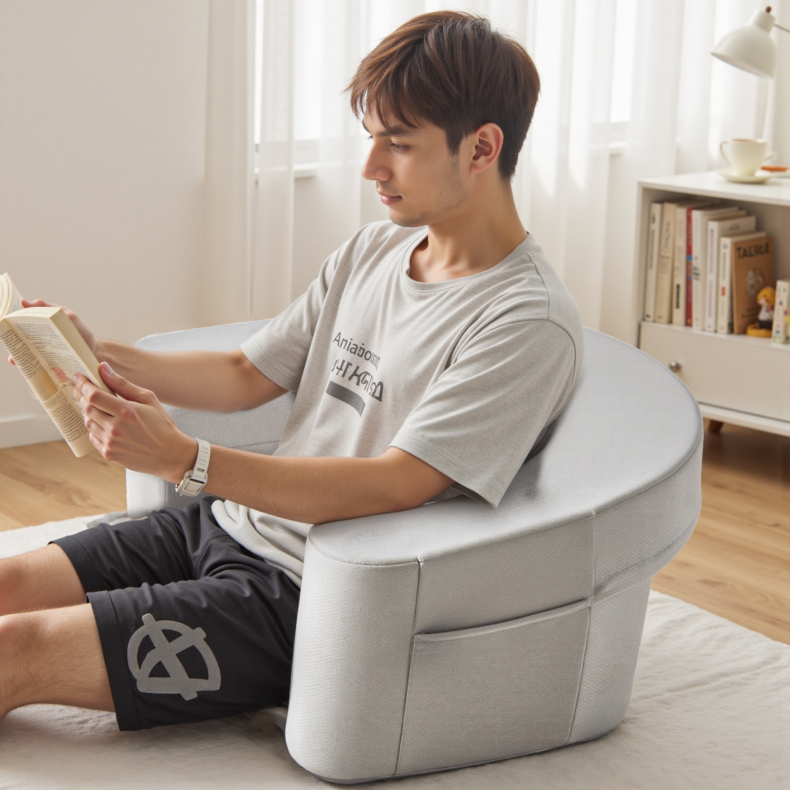 Ergonomic Reading Pillow with Armrests – Portable Lap Desk for Books & Laptops