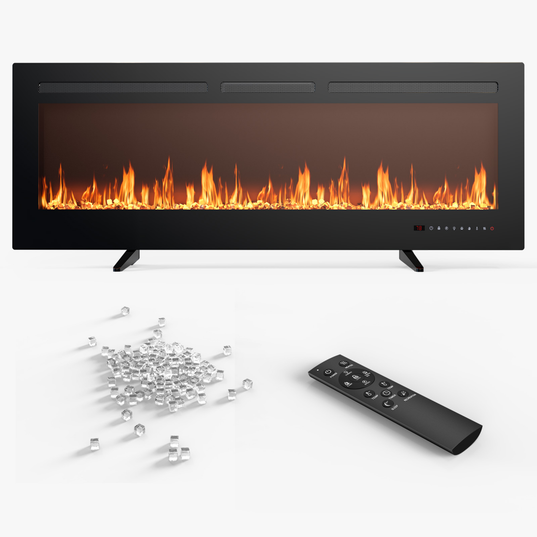 Electric Fireplace Heater 1500W/750W – Slim 3.9" Insert, Wall‑Mount, Recessed or Freestanding, Remote, 13‑Color Flame, view 6