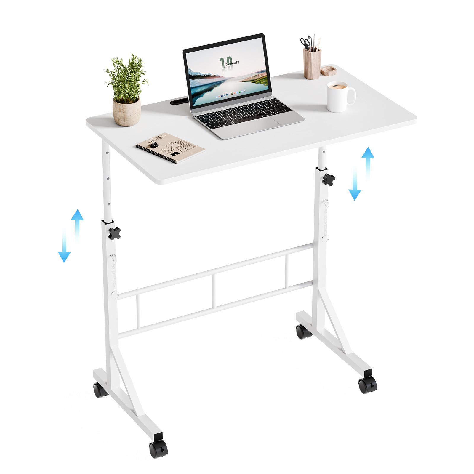 31.5‑Inch Treadmill‑Compatible Adjustable Height Mobile Desk with Locking Wheels, view 3