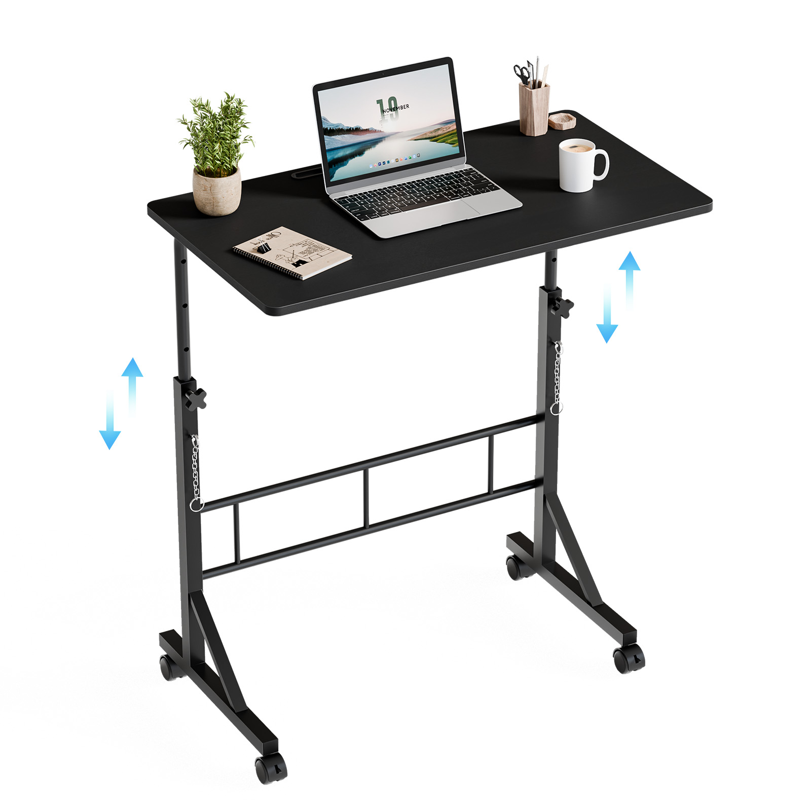 31.5‑Inch Treadmill‑Compatible Adjustable Height Mobile Desk with Locking Wheels, view 5