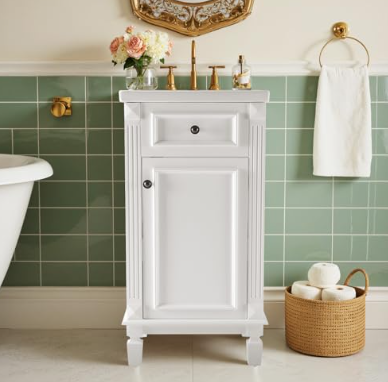 30‑Inch Ceramic Sink Cabinet – Integrated Countertop, Soft‑Close Door, Overflow Guard