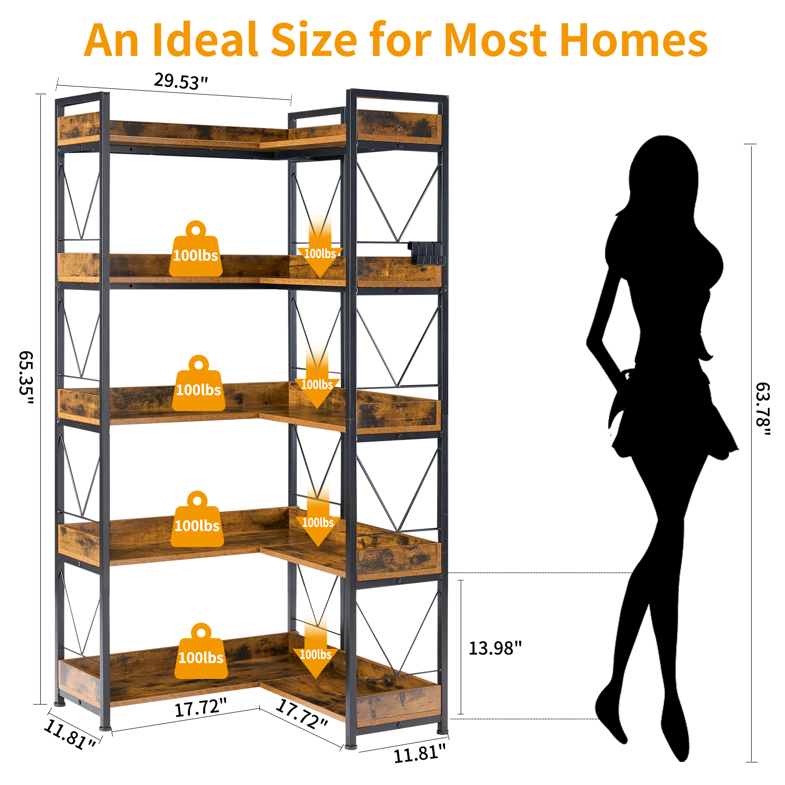 Heavy‑Duty Corner Shelf That Holds Up to 500 lb – 5 Strong Layers, Child‑Safe Edges & Hanging Hooks, view 3