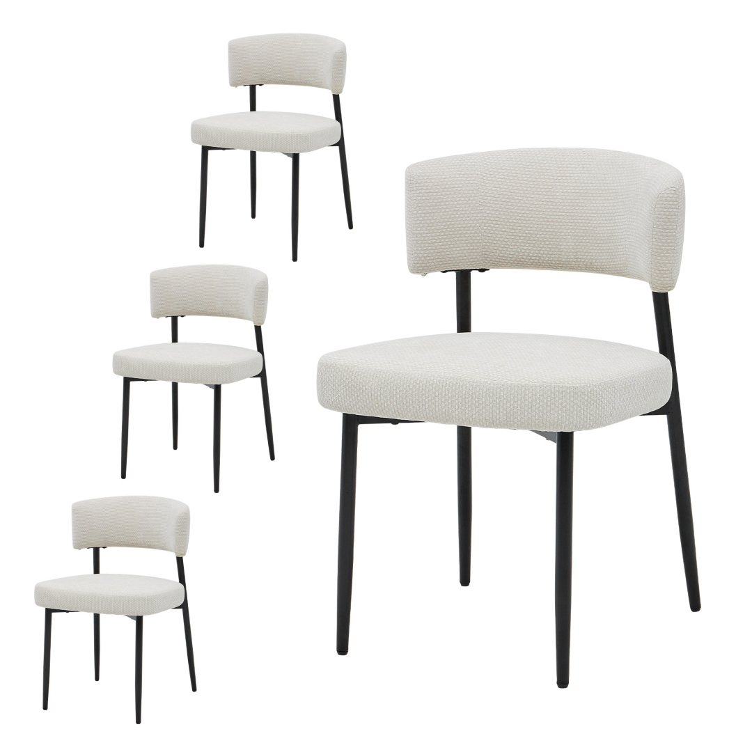Upholstered Dining Chairs Set of 4 – Chenille Padded Seat, Curved Back, view 5