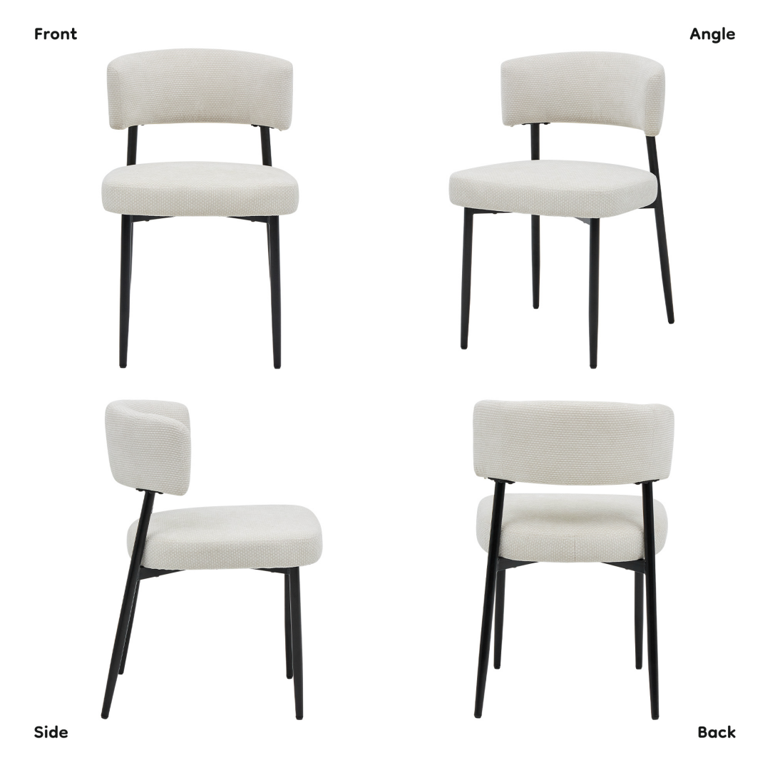 Upholstered Dining Chairs Set of 4 – Chenille Padded Seat, Curved Back, view 6