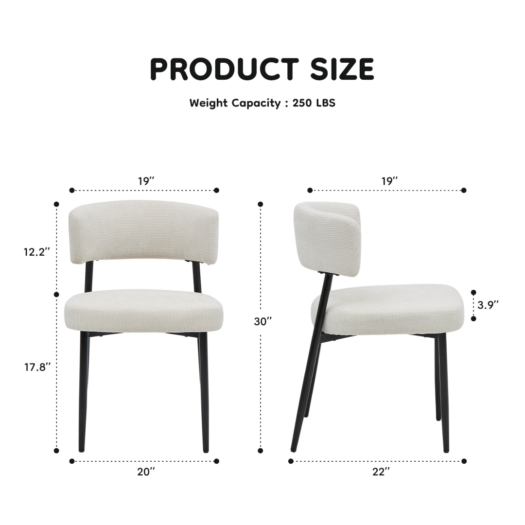 Upholstered Dining Chairs Set of 4 – Chenille Padded Seat, Curved Back, view 7