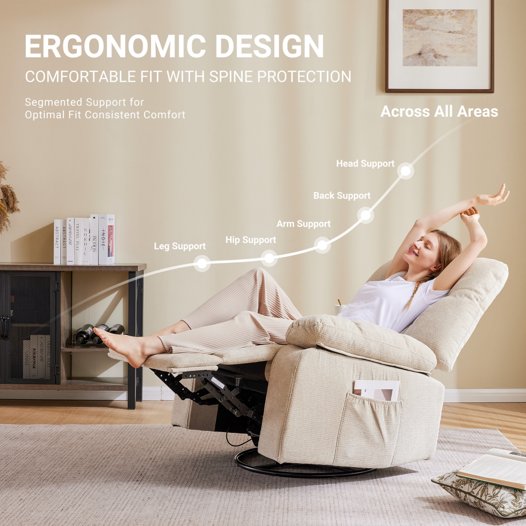 Rotating Massage Recliner Chair With Vibration, Heating & 380‑Lb Capacity, view 4