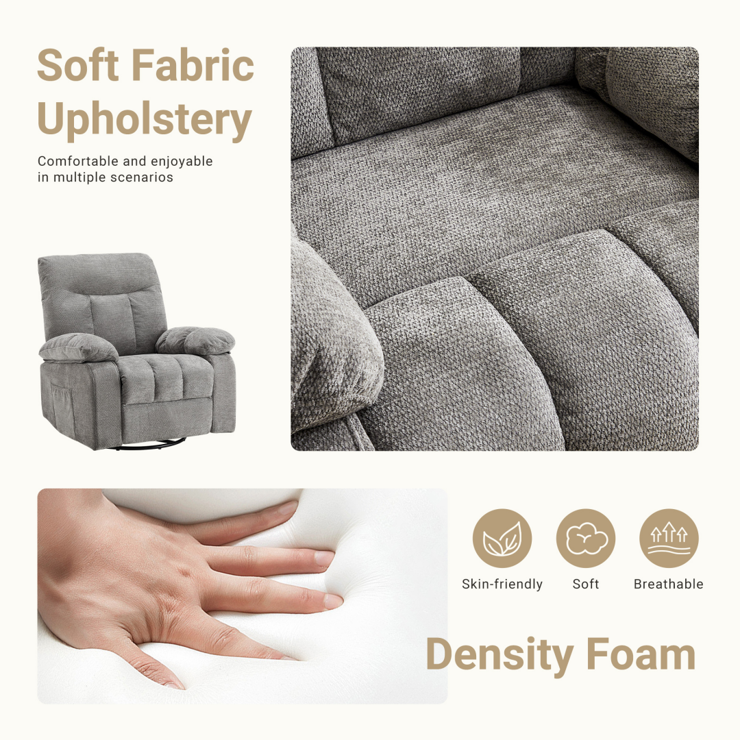 Rotating Massage Recliner Chair With Vibration, Heating & 380‑Lb Capacity, view 8