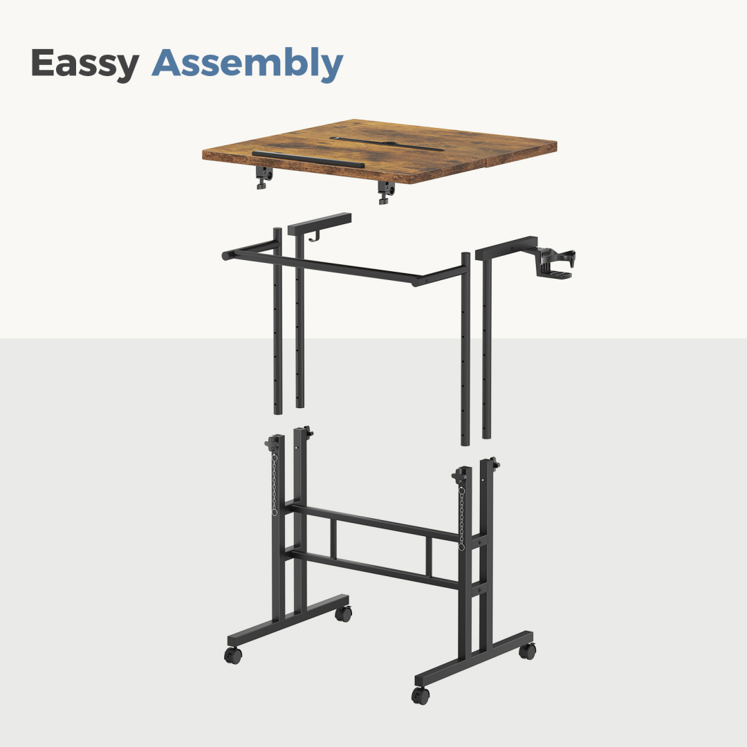 Split‑Panel Manual Height‑Adjustable Standing Desk with Wheels – Multiple Colors, view 3