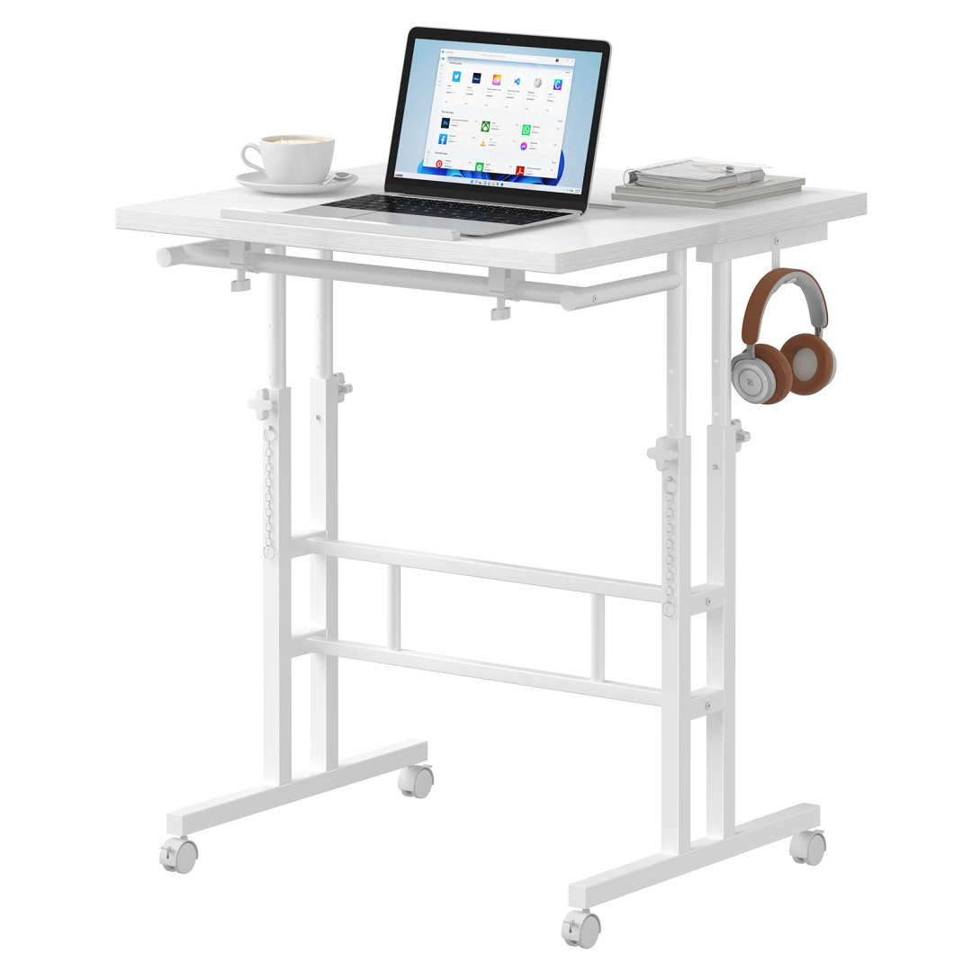 Split‑Panel Manual Height‑Adjustable Standing Desk with Wheels – Multiple Colors, view 2