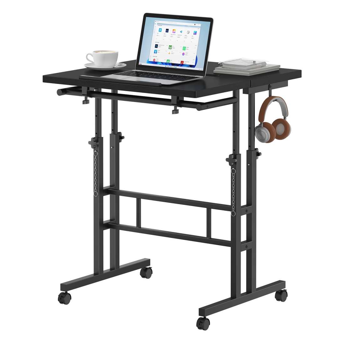 Split‑Panel Manual Height‑Adjustable Standing Desk with Wheels – Multiple Colors, view 5