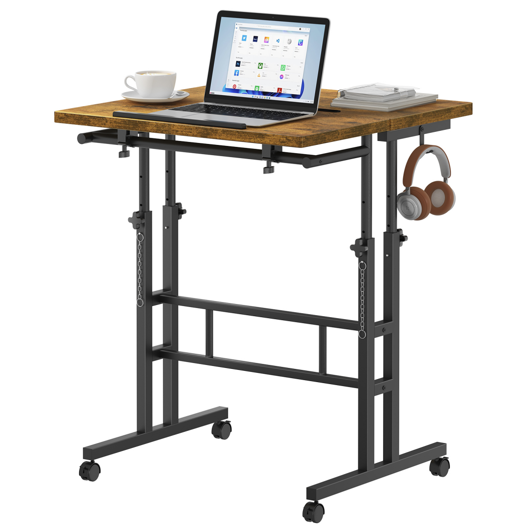 Split‑Panel Manual Height‑Adjustable Standing Desk with Wheels – Multiple Colors, view 8