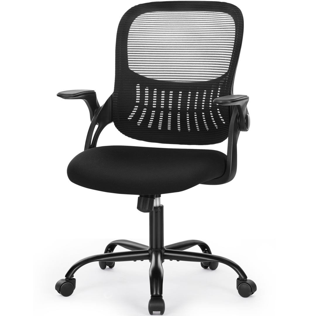 Ergonomic Office Chair with Lumbar Support, Height‑Adjustable, Built‑In Storage Pocket, Rocking Recline – Black Mesh, view 3