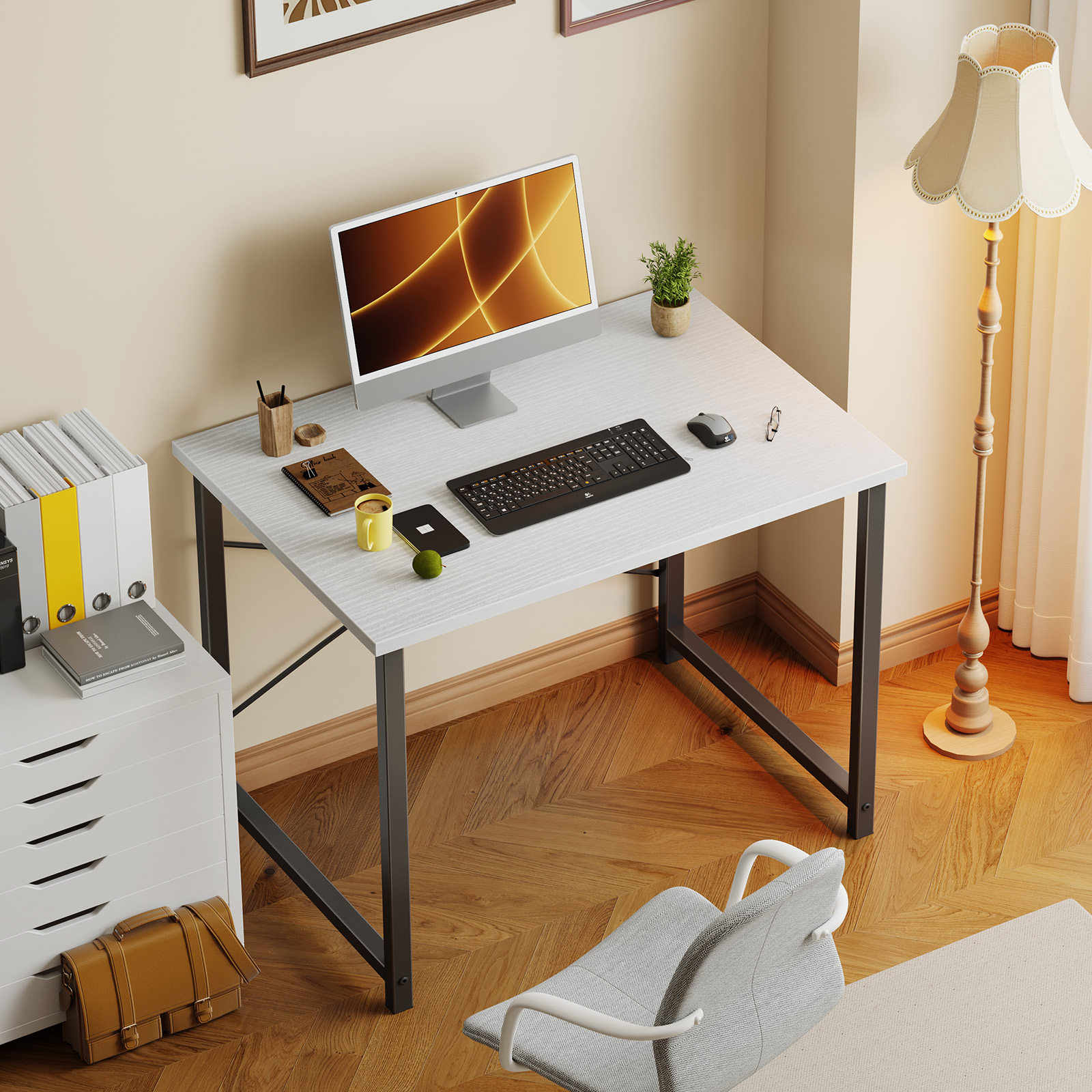 31" Solid Wood Home Office Desk With X‑Frame Reinforcement, view 3