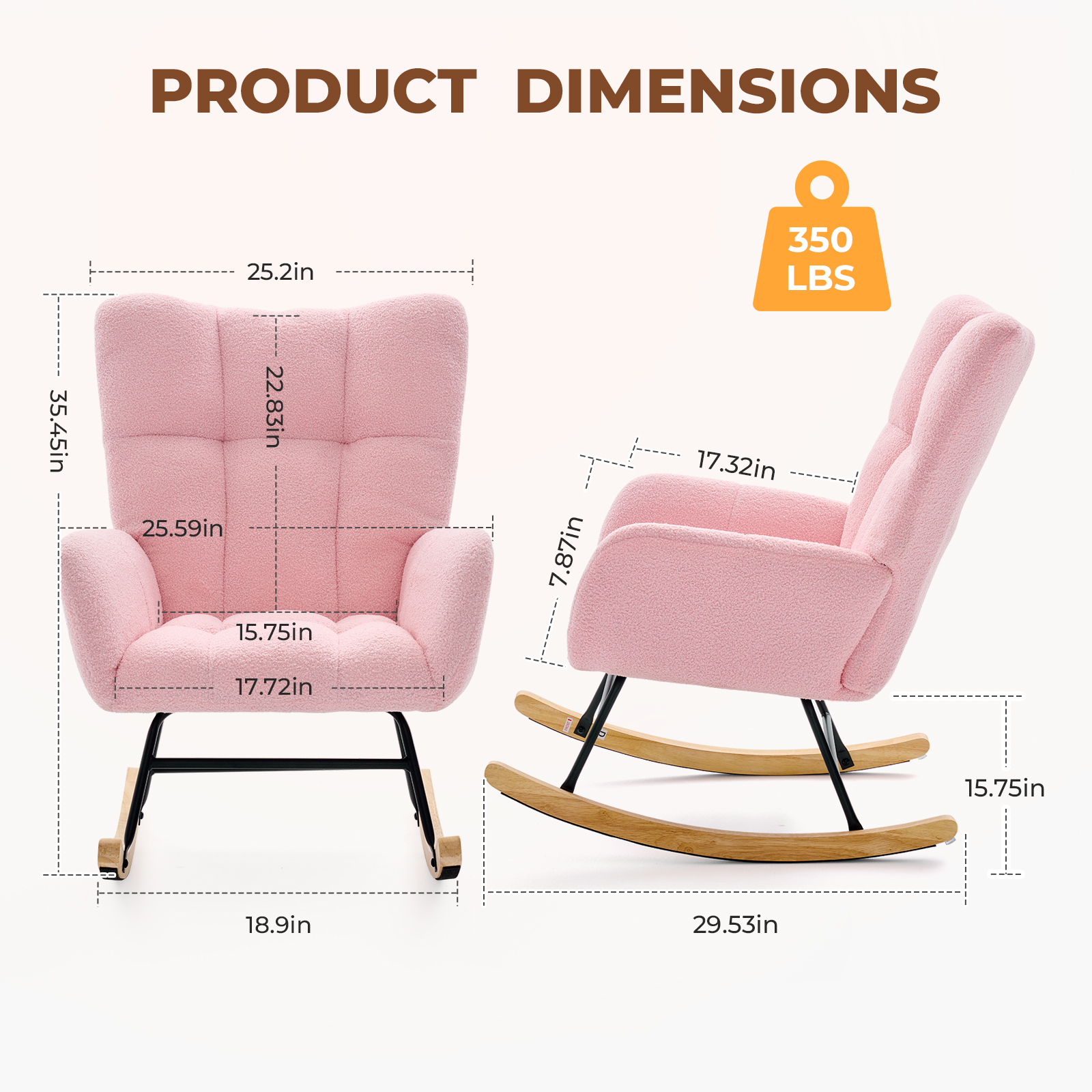 Cozy Teddy‑Fabric Swing Chair – High‑Back Hug & Silent Glide, view 4