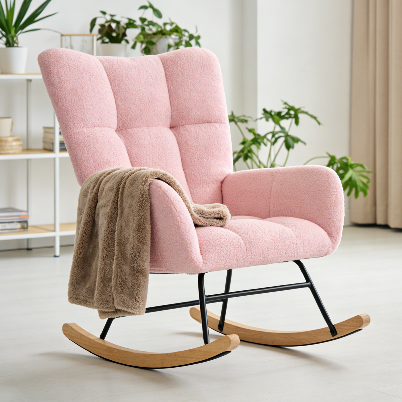 Cozy Teddy‑Fabric Swing Chair – High‑Back Hug & Silent Glide, view 2