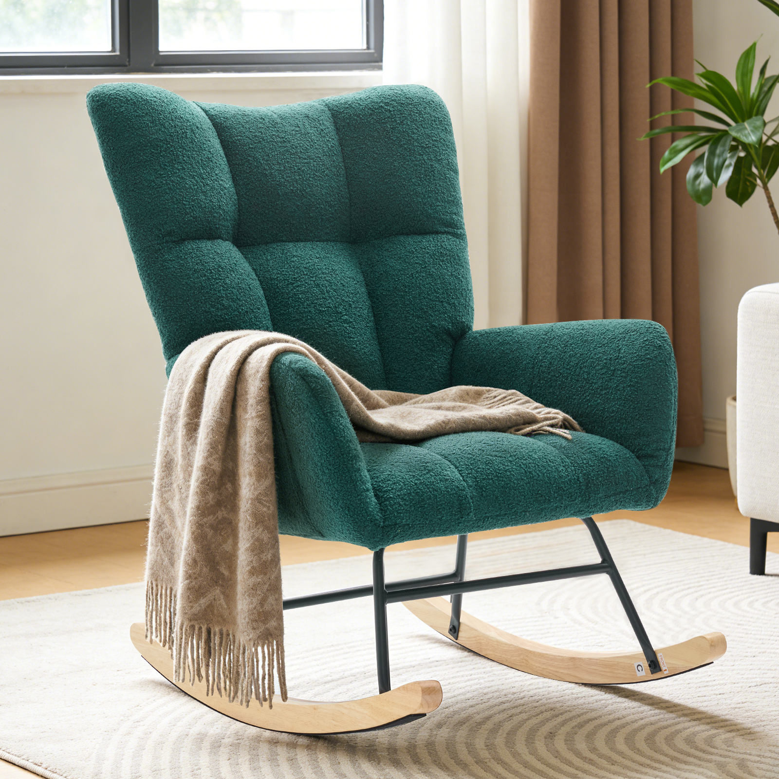 Cozy Teddy‑Fabric Swing Chair – High‑Back Hug & Silent Glide, view 3