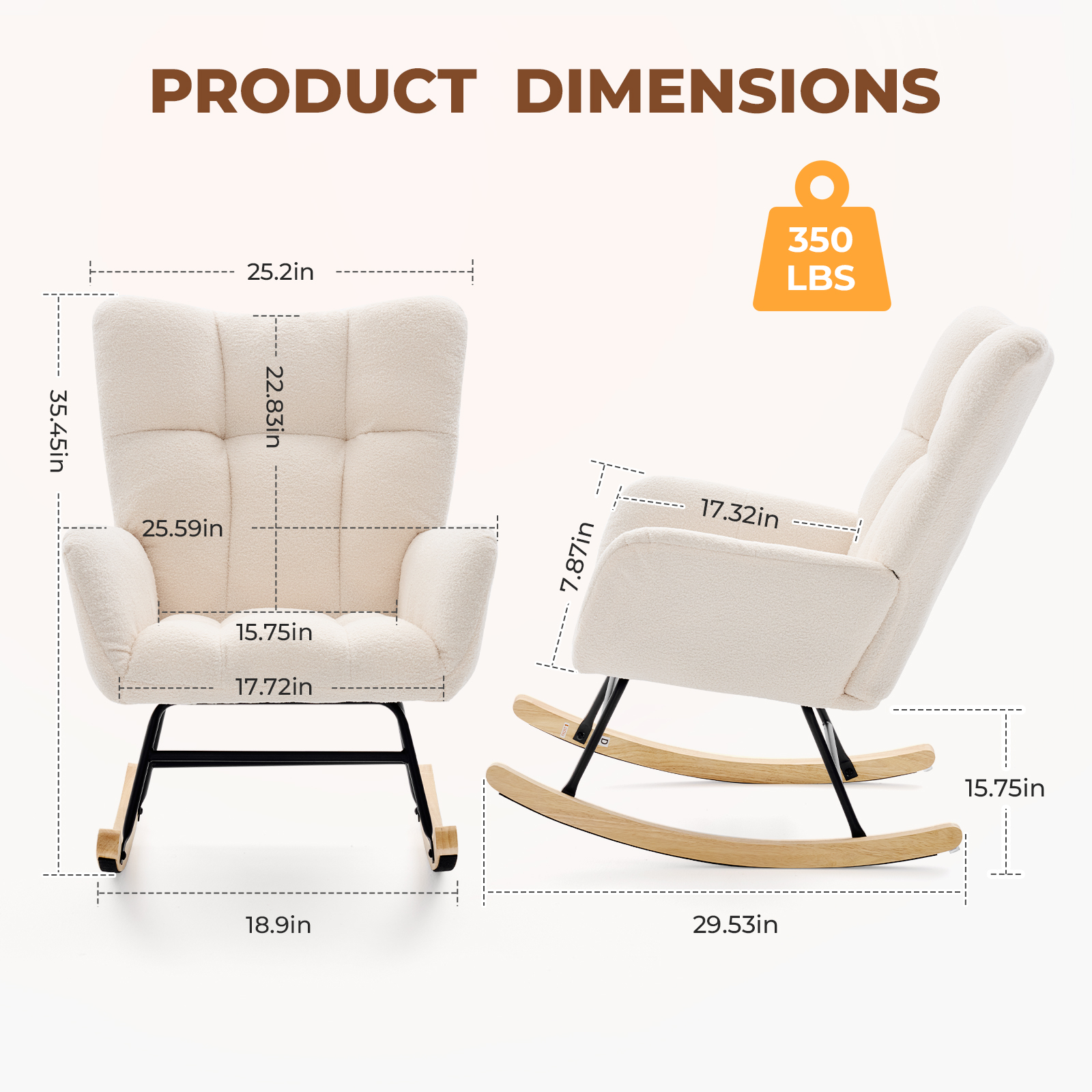 Cozy Teddy‑Fabric Swing Chair – High‑Back Hug & Silent Glide, view 5