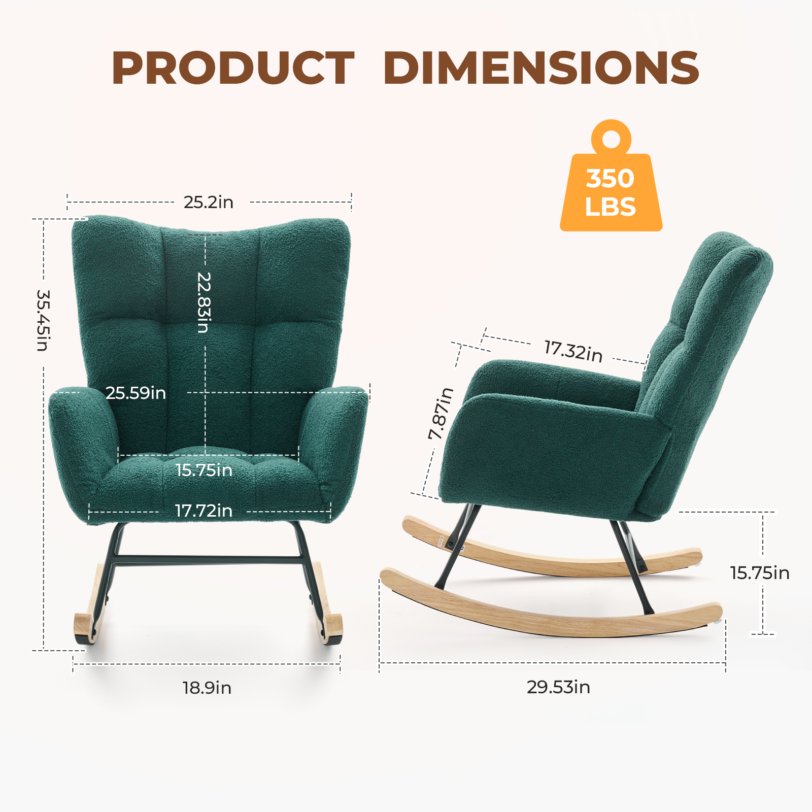 Cozy Teddy‑Fabric Swing Chair – High‑Back Hug & Silent Glide, view 6