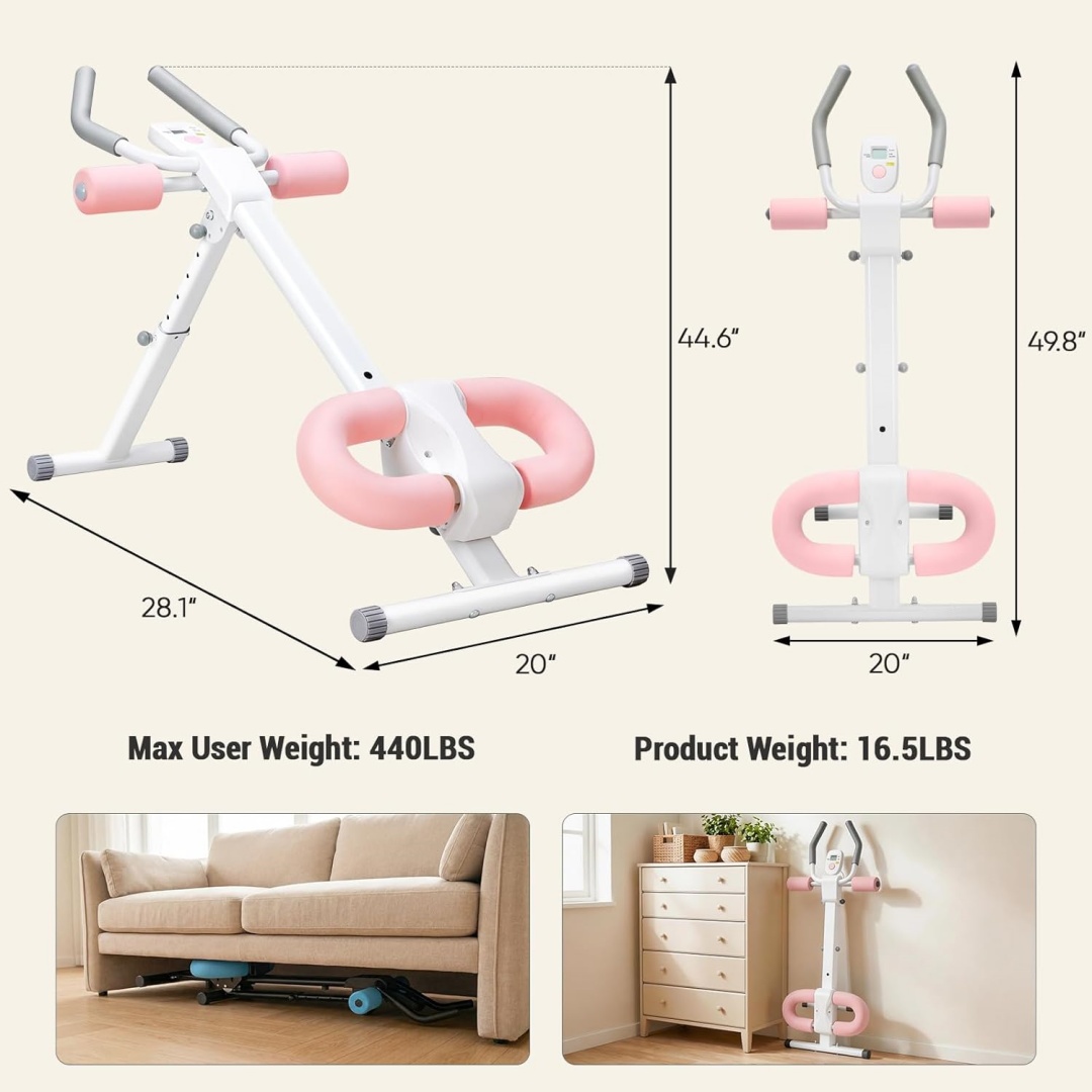 Foldable Ab Machine — 5 Height Levels, LCD Counter, 440 lb Frame, view 3