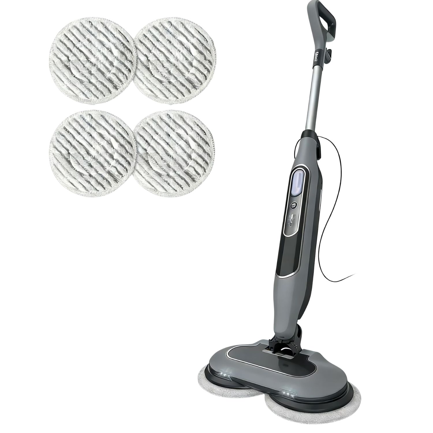 Dual Spinning Head Steam Mop for Sealed Hard Floors, 4 Washable Pads, view 2