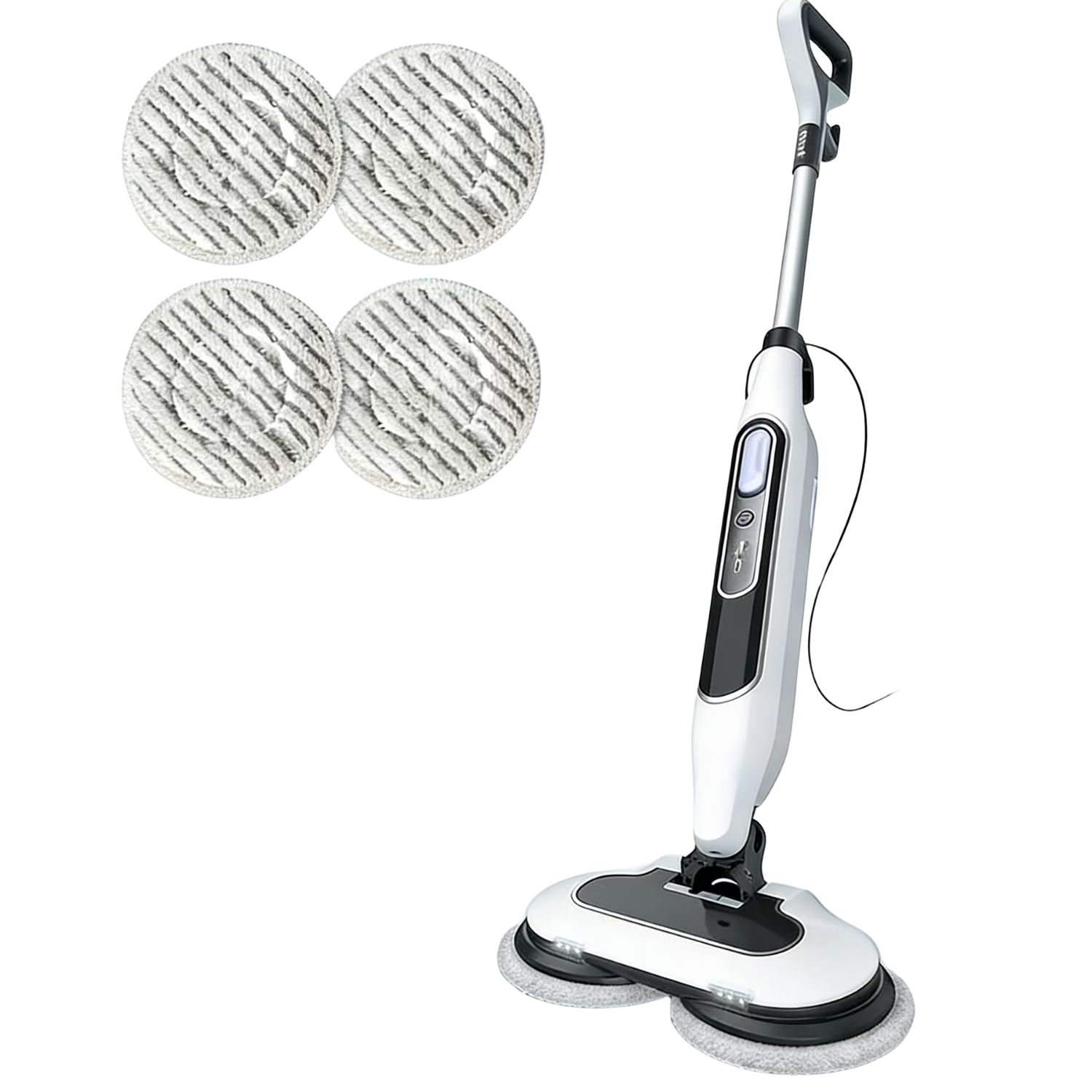Dual Spinning Head Steam Mop for Sealed Hard Floors, 4 Washable Pads, view 3