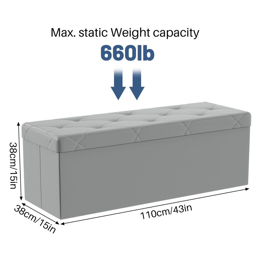 43‑Inch Foldable Storage Bench – 660 lb Capacity, 42‑Gallon Closet, view 5