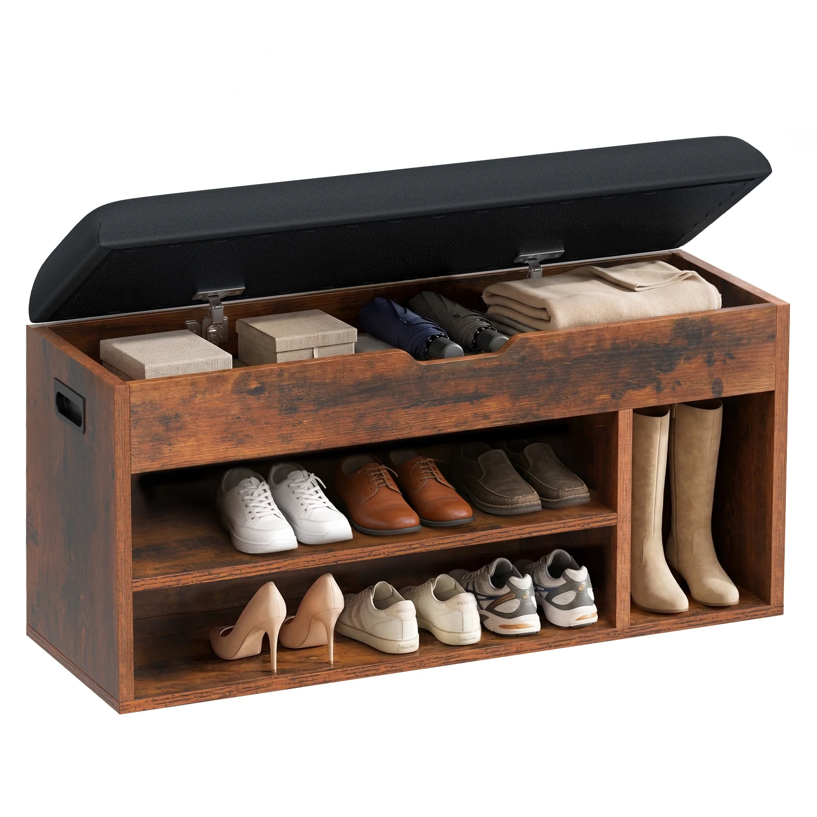Adjustable Shoe Rack Bench with Lift‑Up Seat – 3 Shelves, 8‑Pair Capacity