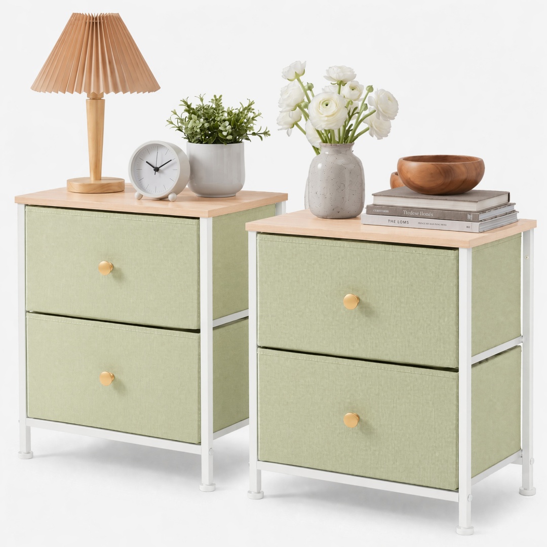 Adjustable‑Foot Double‑Drawer Side Table – 20″ Height, Single - Set of 2, view 2