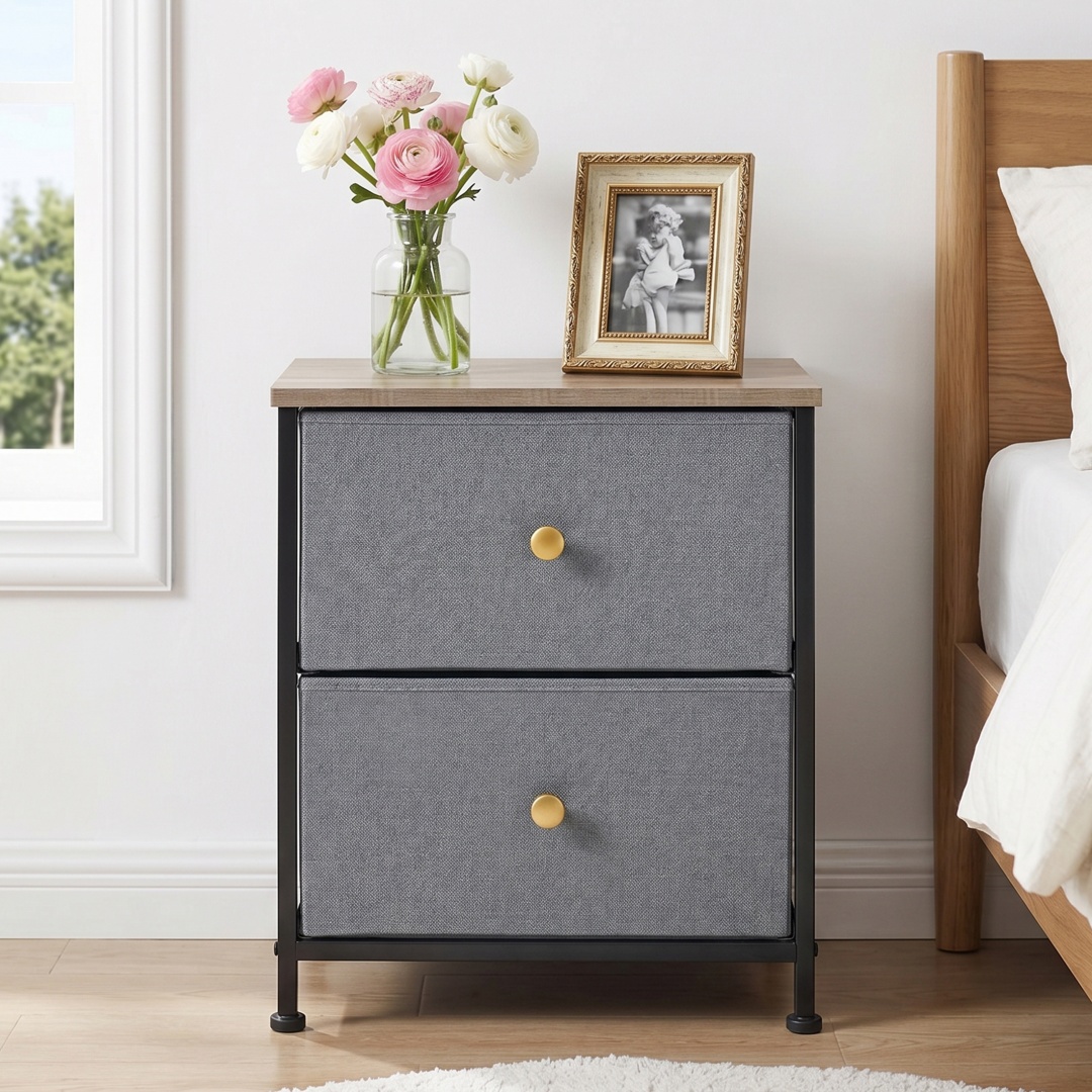 Adjustable‑Foot Double‑Drawer Side Table – 20″ Height, Single - Set of 2, view 5