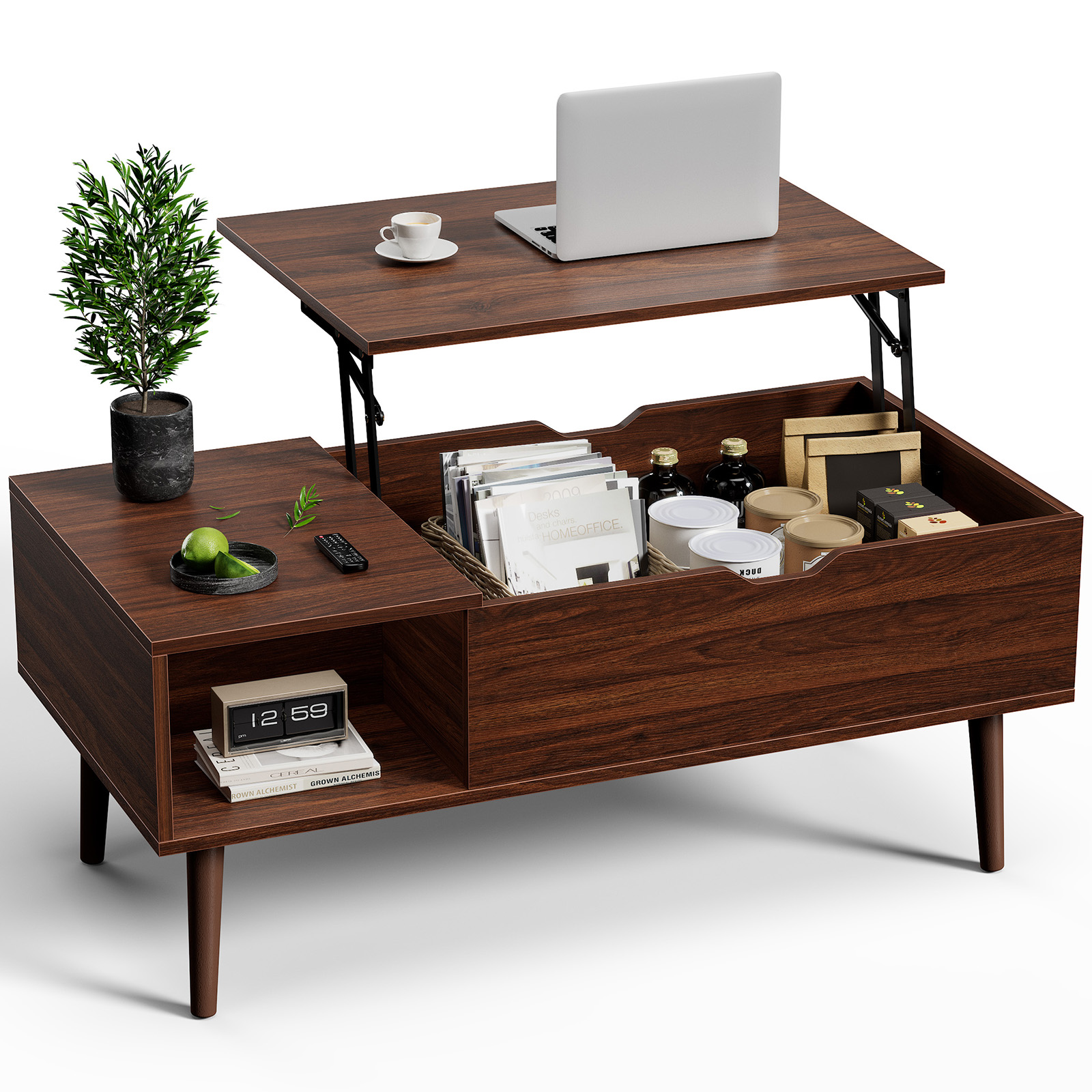 Lift Tabletop Coffee Table with Hidden Storage – Height‑Adjustable Design, view 3