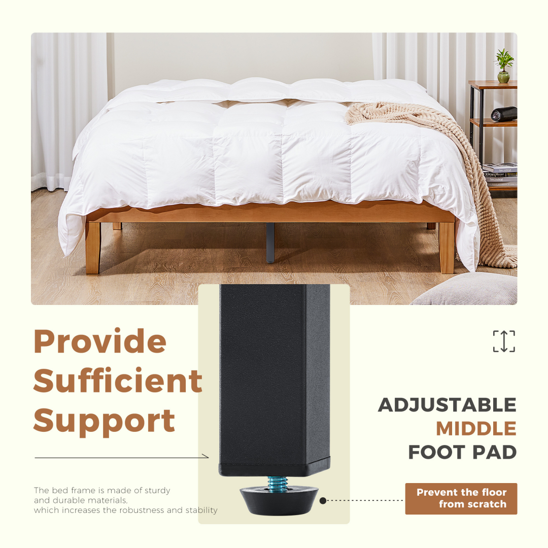 Solid Wood Platform Bed Frame – Queen, No Box Spring, Noise‑Free, view 7