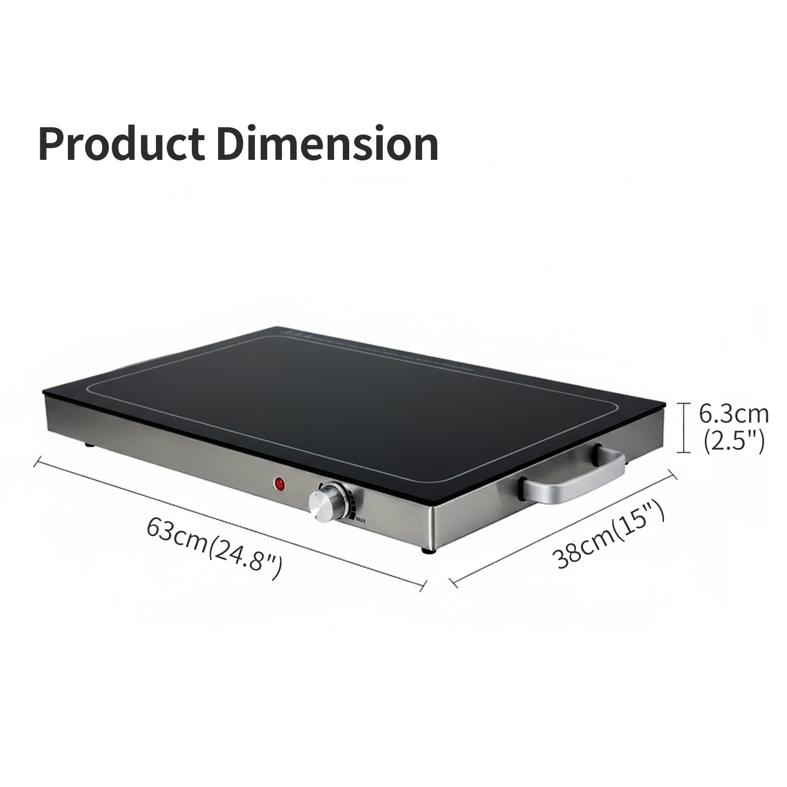 Electric Warming Tray, 24.8" Glass Top Buffet Server With Temp Dial, view 3