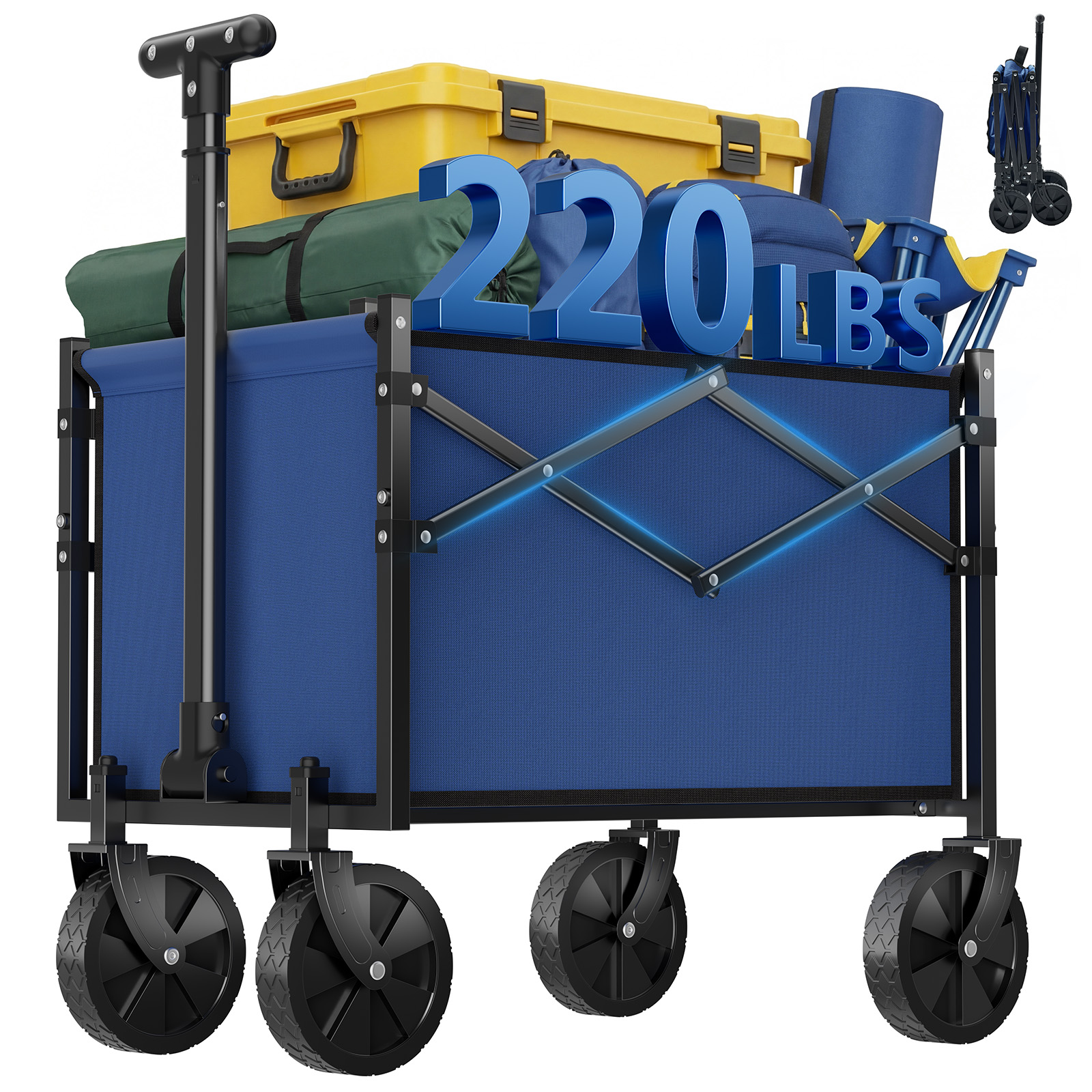 220 lb Foldable Trolley with All‑Terrain Wheels – One‑Click Storage