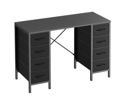 47-Inch Computer Desk with X-Shaped Frame and 8 Fabric Drawers