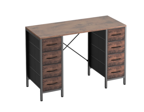 47-Inch Computer Desk with X-Shaped Frame and 8 Fabric Drawers, view 2