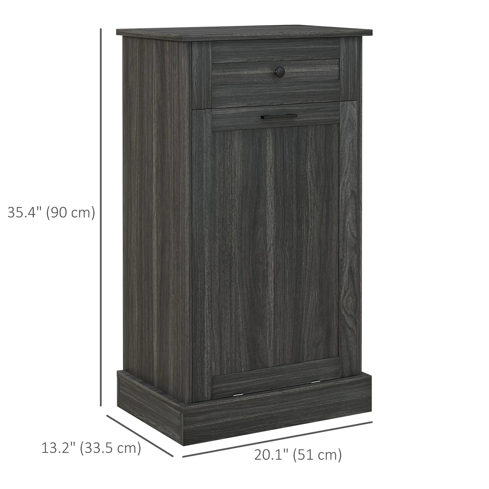 Tilt-Out Trash Bin Cabinet with Drawer, Charcoal Grey Woodgrain, view 3