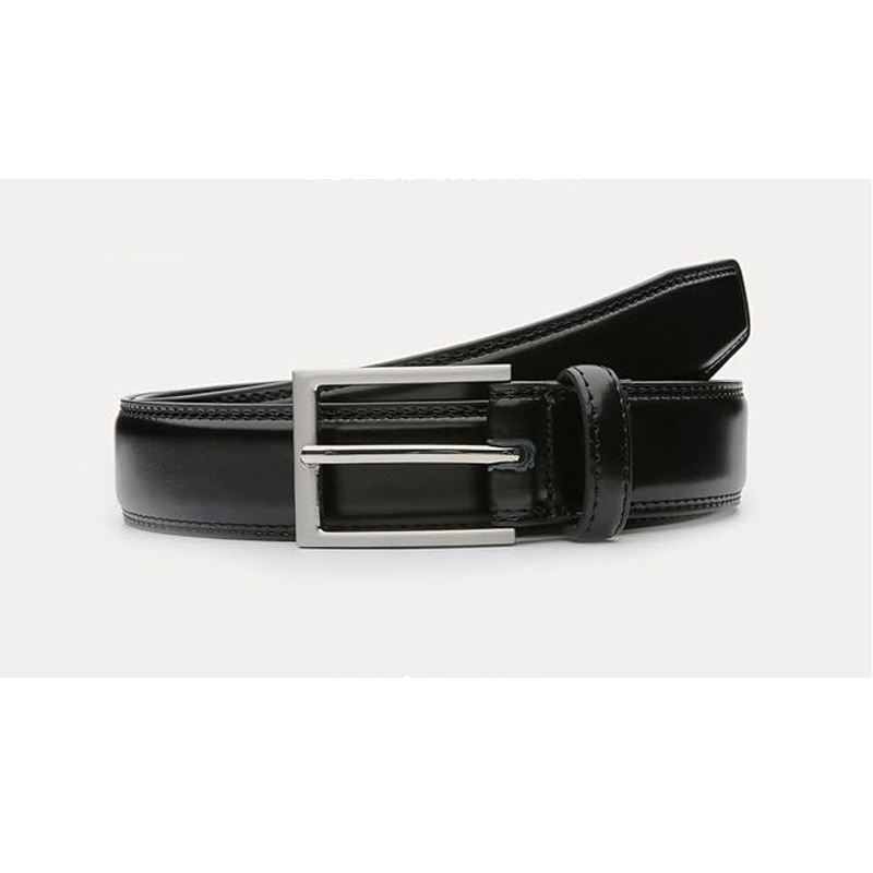Black Genuine Women's Leather Dress Belt — 100cm, Single Prong Buckle, view 3