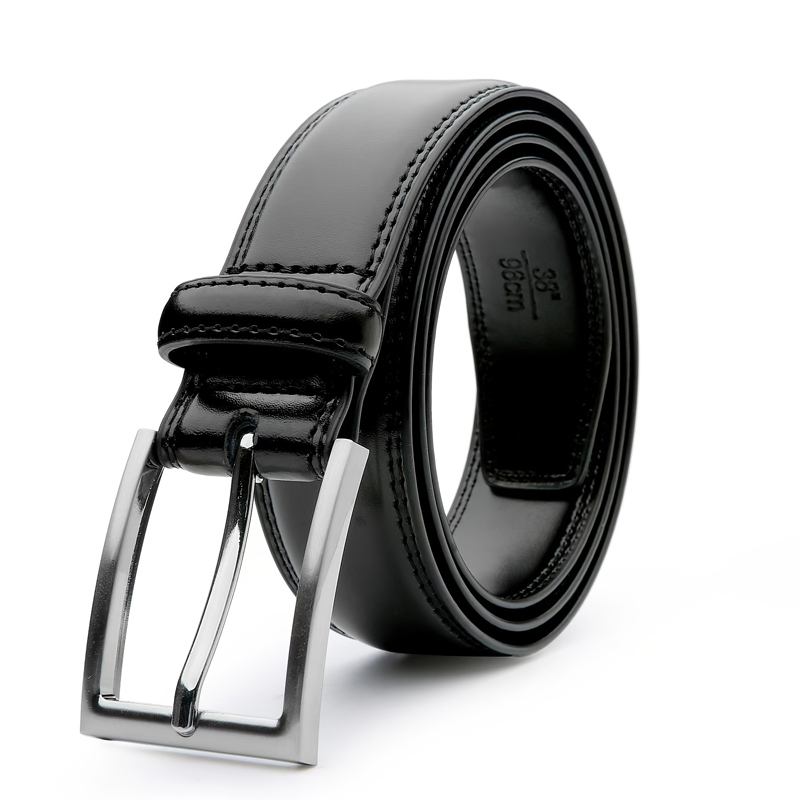 Black Genuine Women's Leather Dress Belt — 100cm, Single Prong Buckle, view 2