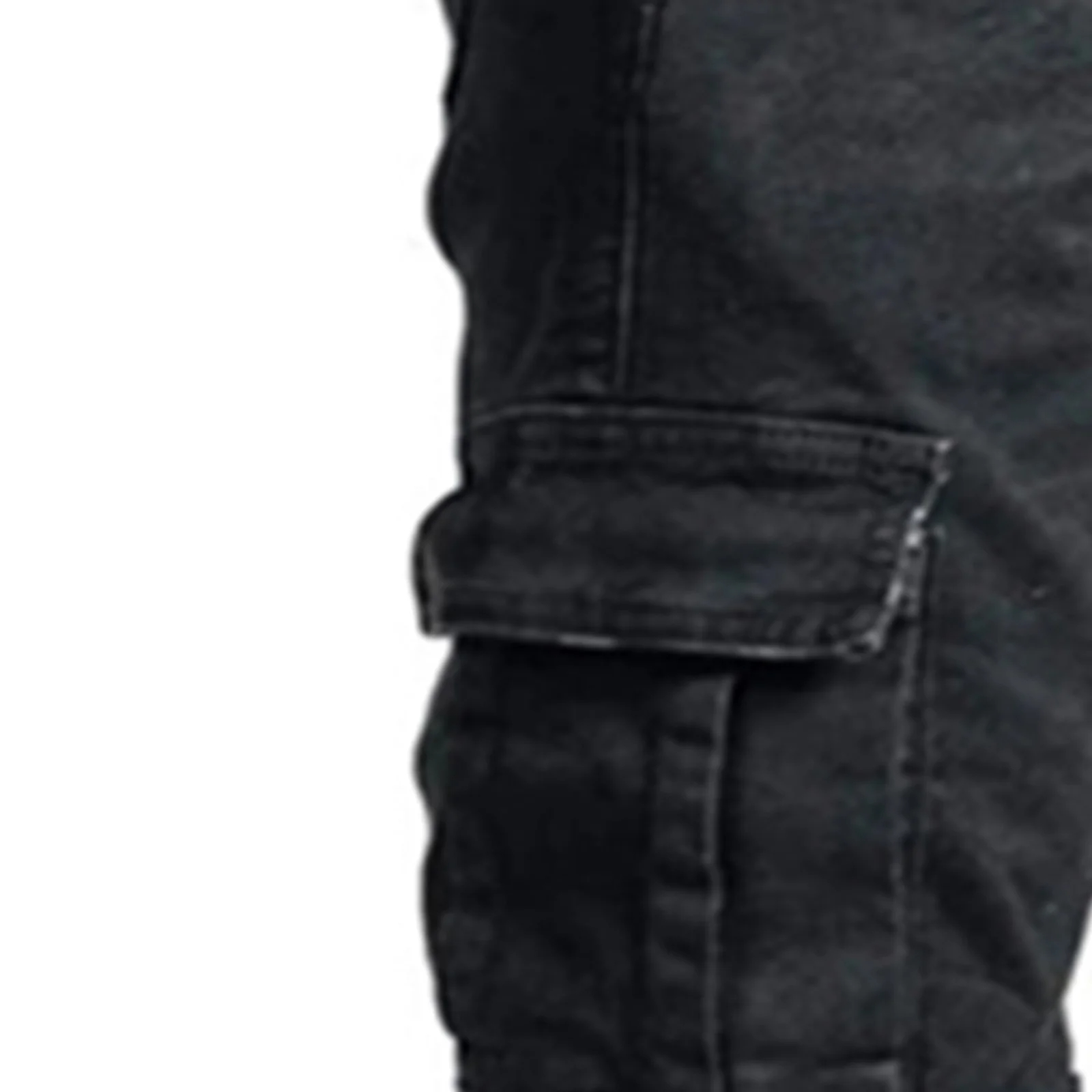 Men's Black Stretch Denim Cargo Jeans — Slim Taper, Flap Pockets, view 7