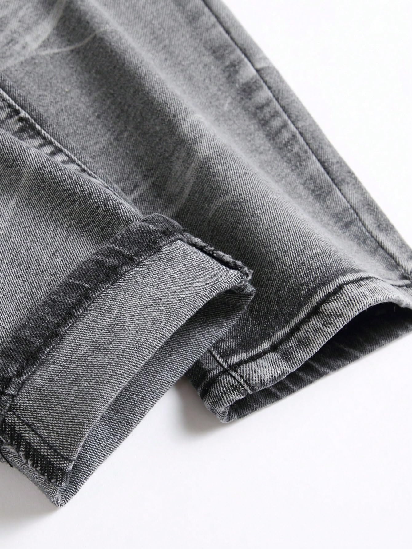 Men's Grey Ripped Skinny Jeans With Black Ribbed Knee Patches, view 5