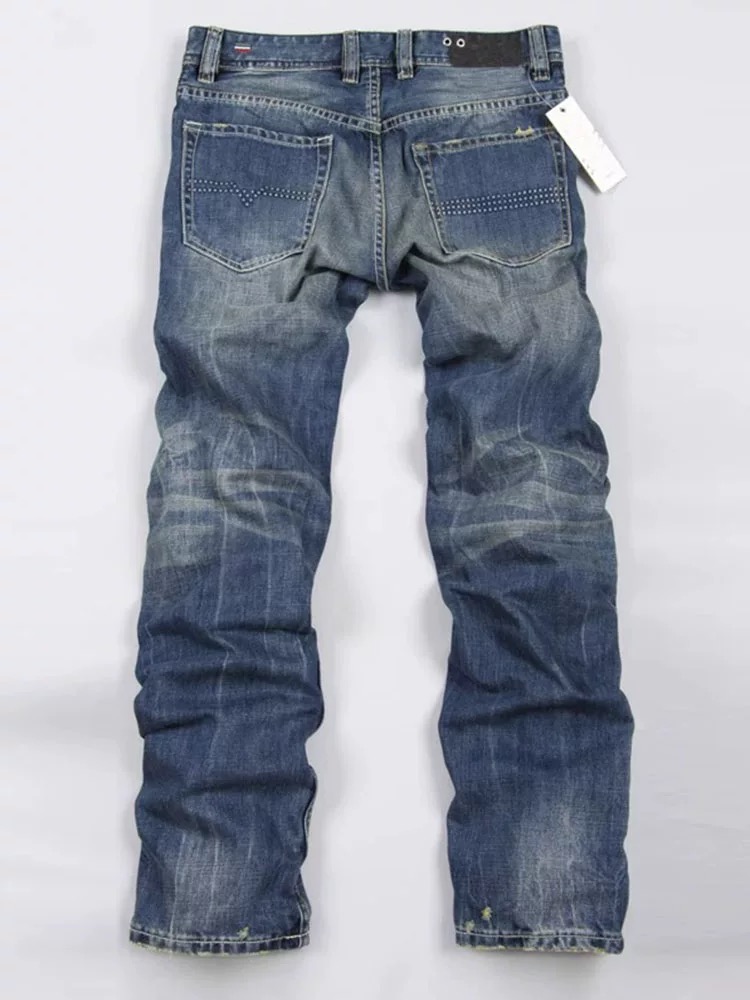Men's Slim Straight Jeans — Vintage Faded Wash, Stretch Denim, view 8