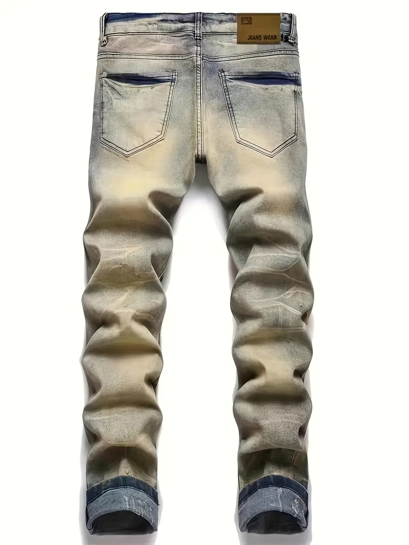Men's Skull & Flame Graffiti Jeans —Wear The Artwork  Ripped Knee Stretch Denim, view 2