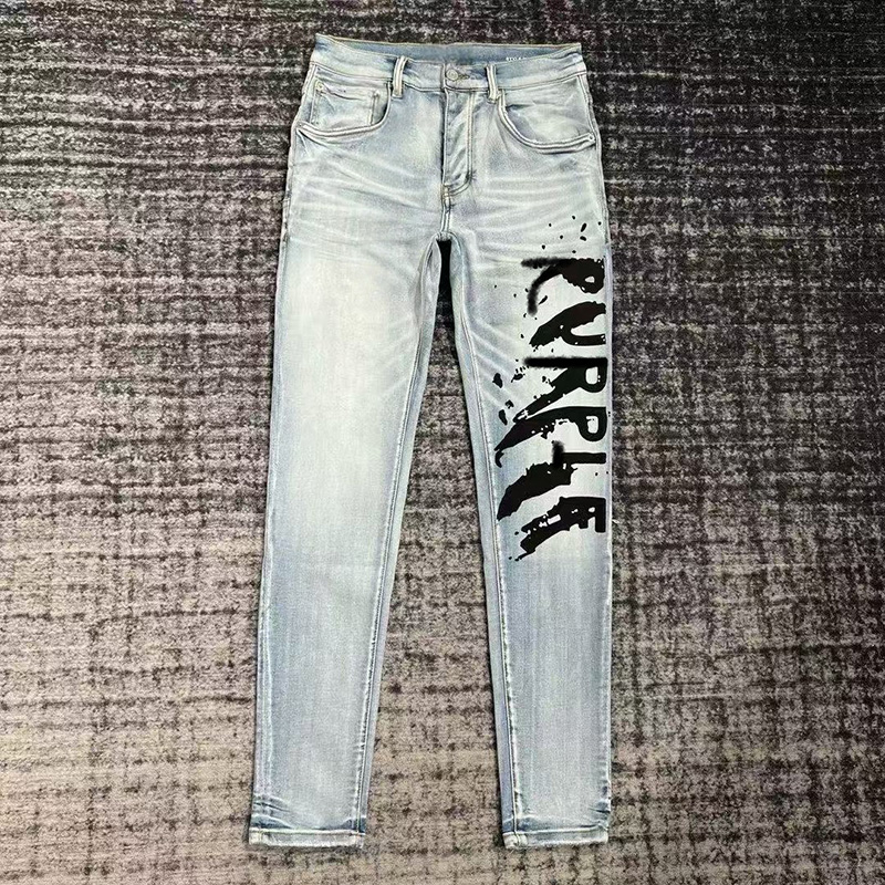 Ice Wash Slim Straight Jeans — Black Ink Graffiti Leg Print, view 8