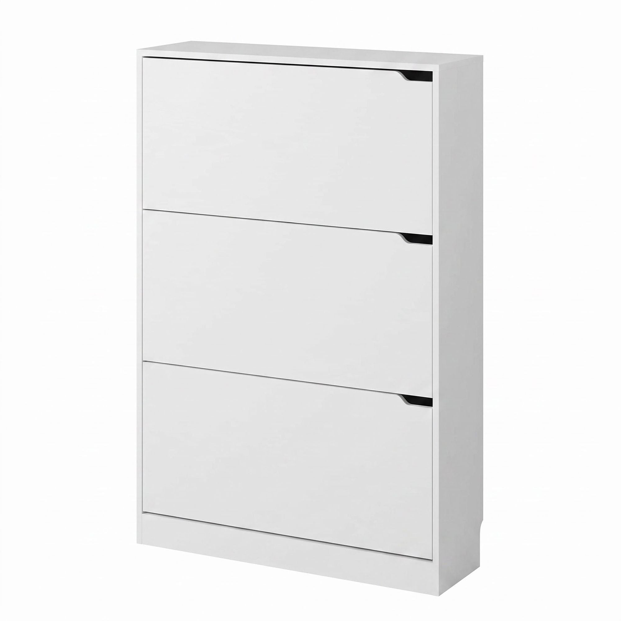 3-Tier Flip-Down Shoe Cabinet, 8.66" Slim Entryway Shoe Storage, White, view 6