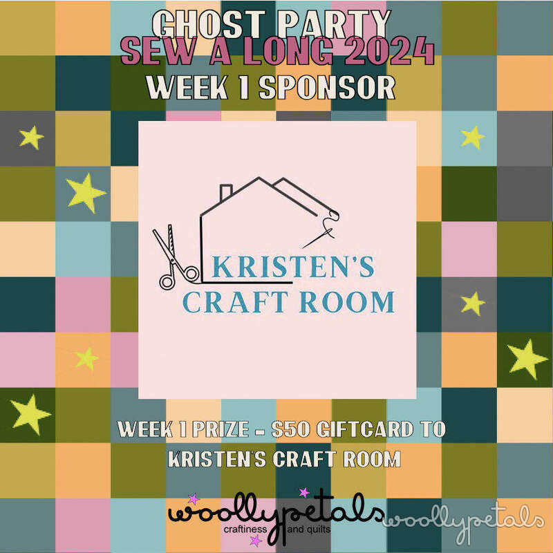Ghost Party Sew-A-Long 2024 Week 1 Sponsor showcase featuring Kristen's Craft Room logo