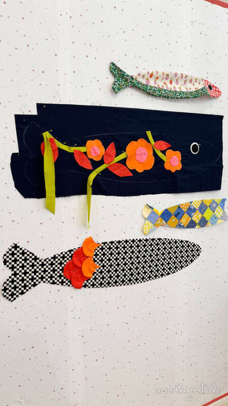 Woollypetals Sardine Pillow Pattern in various fabric designs and colors