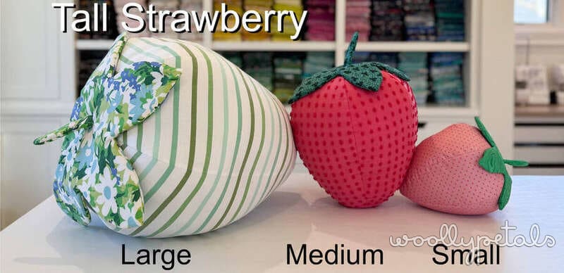 Woollypetals Strawberry Pillow Pattern in three sizes